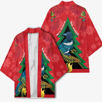 New Zealand Christmas In July Kimono Kowhai Tui Bird With Pohutukawa - Red LT14 - Polynesian Pride