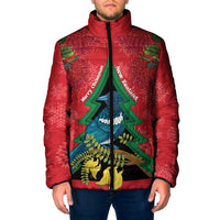 New Zealand Christmas In July Padded Jacket Kowhai Tui Bird With Pohutukawa - Red LT14 Men Red - Polynesian Pride