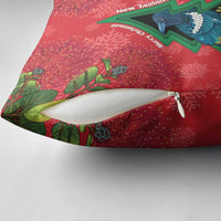 New Zealand Christmas In July Pillow Cover Kowhai Tui Bird With Pohutukawa - Red LT14 - Polynesian Pride