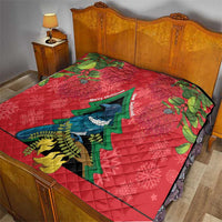 New Zealand Christmas In July Quilt Kowhai Tui Bird With Pohutukawa - Red LT14 - Polynesian Pride