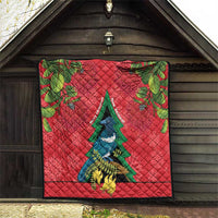 New Zealand Christmas In July Quilt Kowhai Tui Bird With Pohutukawa - Red LT14 - Polynesian Pride