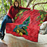New Zealand Christmas In July Quilt Kowhai Tui Bird With Pohutukawa - Red LT14 - Polynesian Pride