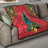 New Zealand Christmas In July Quilt Kowhai Tui Bird With Pohutukawa - Red LT14 - Polynesian Pride