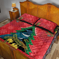 New Zealand Christmas In July Quilt Bed Set Kowhai Tui Bird With Pohutukawa - Red LT14 - Polynesian Pride