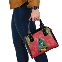 New Zealand Christmas In July Shoulder Handbag Kowhai Tui Bird With Pohutukawa - Red LT14 - Polynesian Pride
