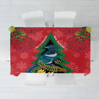 New Zealand Christmas In July Tablecloth Kowhai Tui Bird With Pohutukawa - Red LT14 Red - Polynesian Pride