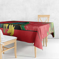 New Zealand Christmas In July Tablecloth Kowhai Tui Bird With Pohutukawa - Red LT14 - Polynesian Pride