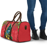 New Zealand Christmas In July Travel Bag Kowhai Tui Bird With Pohutukawa - Red LT14 - Polynesian Pride