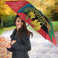 New Zealand Christmas In July Umbrella Kowhai Tui Bird With Pohutukawa - Red LT14 - Polynesian Pride