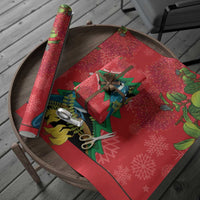 New Zealand Christmas In July Wrapping Paper Kowhai Tui Bird With Pohutukawa - Red LT14 - Polynesian Pride