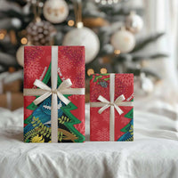 New Zealand Christmas In July Wrapping Paper Kowhai Tui Bird With Pohutukawa - Red LT14 - Polynesian Pride