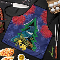 New Zealand Christmas In July Apron Kowhai Tui Bird With Pohutukawa - Blue LT14 Blue - Polynesian Pride
