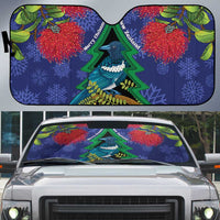 New Zealand Christmas In July Auto Sun Shade Kowhai Tui Bird With Pohutukawa - Blue LT14 Blue - Polynesian Pride
