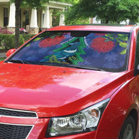 New Zealand Christmas In July Auto Sun Shade Kowhai Tui Bird With Pohutukawa - Blue LT14 - Polynesian Pride