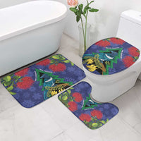 New Zealand Christmas In July Bathroom Set Kowhai Tui Bird With Pohutukawa - Blue LT14 - Polynesian Pride