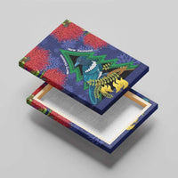New Zealand Christmas In July Canvas Wall Art Kowhai Tui Bird With Pohutukawa - Blue LT14 - Polynesian Pride