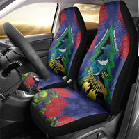 New Zealand Christmas In July Car Seat Cover Kowhai Tui Bird With Pohutukawa - Blue LT14 - Polynesian Pride