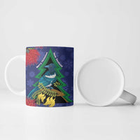 New Zealand Christmas In July Ceramic Mug Kowhai Tui Bird With Pohutukawa - Blue LT14 - Polynesian Pride