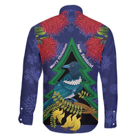 New Zealand Christmas In July Family Matching Summer Maxi Dress and Hawaiian Shirt Kowhai Tui Bird With Pohutukawa - Blue LT14 - Polynesian Pride