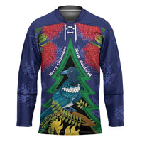New Zealand Christmas In July Hockey Jersey Kowhai Tui Bird With Pohutukawa - Blue LT14 Unisex Blue - Polynesian Pride