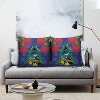 New Zealand Christmas In July Pillow Cover Kowhai Tui Bird With Pohutukawa - Blue LT14 - Polynesian Pride