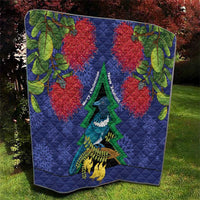 New Zealand Christmas In July Quilt Kowhai Tui Bird With Pohutukawa - Blue LT14 - Polynesian Pride