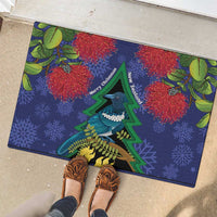 New Zealand Christmas In July Rubber Doormat Kowhai Tui Bird With Pohutukawa - Blue LT14 - Polynesian Pride