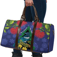 New Zealand Christmas In July Travel Bag Kowhai Tui Bird With Pohutukawa - Blue LT14 - Polynesian Pride