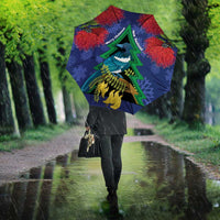 New Zealand Christmas In July Umbrella Kowhai Tui Bird With Pohutukawa - Blue LT14 - Polynesian Pride