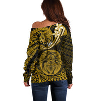 Polynesian Pride Leo Zodiac Off Shoulder Sweater Astrological Sign Tribal Plumeria Gold Galaxy LT14 - Polynesian Pride