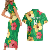 Custom Vanuatu Cricket Couples Matching Short Sleeve Bodycon Dress and Hawaiian Shirt 2024 Tropical Flowers Version LT14 - Polynesian Pride