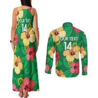 Custom Vanuatu Cricket Couples Matching Tank Maxi Dress and Long Sleeve Button Shirt 2024 Tropical Flowers Version LT14 - Polynesian Pride
