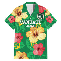 Custom Vanuatu Cricket Family Matching Mermaid Dress and Hawaiian Shirt 2024 Tropical Flowers Version LT14 Dad's Shirt - Short Sleeve Green - Polynesian Pride