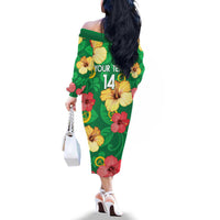 Custom Vanuatu Cricket Family Matching Off The Shoulder Long Sleeve Dress and Hawaiian Shirt 2024 Tropical Flowers Version LT14 - Polynesian Pride