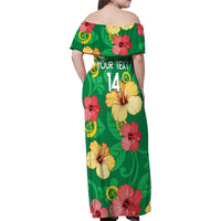 Custom Vanuatu Cricket Family Matching Off Shoulder Maxi Dress and Hawaiian Shirt 2024 Tropical Flowers Version LT14 - Polynesian Pride