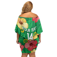 Custom Vanuatu Cricket Family Matching Off Shoulder Short Dress and Hawaiian Shirt 2024 Tropical Flowers Version LT14 - Polynesian Pride