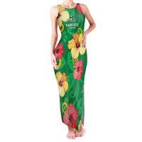 Custom Vanuatu Cricket Family Matching Tank Maxi Dress and Hawaiian Shirt 2024 Tropical Flowers Version LT14 Mom's Dress Green - Polynesian Pride