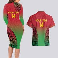 Custom Vanuatu Cricket Couples Matching Long Sleeve Bodycon Dress and Hawaiian Shirt 2024 Polynesian Pattern Sporty Style LT14 - Polynesian Pride