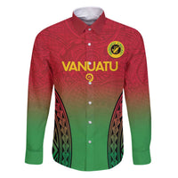 Custom Vanuatu Cricket Family Matching Puletasi and Hawaiian Shirt 2024 Polynesian Pattern Sporty Style LT14 Dad's Shirt - Long Sleeve Red - Polynesian Pride