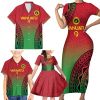 Custom Vanuatu Cricket Family Matching Short Sleeve Bodycon Dress and Hawaiian Shirt 2024 Polynesian Pattern Sporty Style LT14 - Polynesian Pride