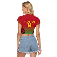 Custom Vanuatu Cricket Raglan Cropped T Shirt 2024 Polynesian Pattern Sporty Style