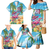 Flamingo Aloha Hawaii Family Matching Mermaid Dress and Hawaiian Shirt It's 5 OClock Somewhere Tropical Vibes LT14 - Polynesian Pride