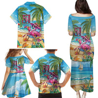 Flamingo Aloha Hawaii Family Matching Puletasi and Hawaiian Shirt It's 5 OClock Somewhere Tropical Vibes LT14 - Polynesian Pride