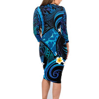 Tokelau Fakaofo Atoll Family Matching Long Sleeve Bodycon Dress and Hawaiian Shirt Polynesian Tattoo Plumeria With Map LT14 - Polynesian Pride