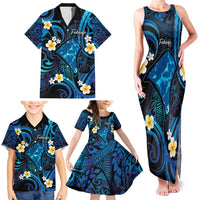 Tokelau Fakaofo Atoll Family Matching Tank Maxi Dress and Hawaiian Shirt Polynesian Tattoo Plumeria With Map LT14 - Polynesian Pride