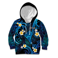 Tokelau Fakaofo Atoll Kid Hoodie Polynesian Tattoo Plumeria With Map LT14 Hoodie Blue - Polynesian Pride