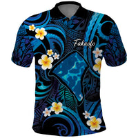 Tokelau Fakaofo Atoll Polo Shirt Polynesian Tattoo Plumeria With Map LT14 Blue - Polynesian Pride