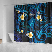 Tokelau Fakaofo Atoll Shower Curtain Polynesian Tattoo Plumeria With Map