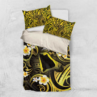 Tokelau Atafu Atoll Bedding Set Polynesian Tattoo Plumeria With Map LT14 US Twin 172cm x 218cm Gold - Polynesian Pride