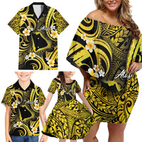 Tokelau Atafu Atoll Family Matching Off Shoulder Short Dress and Hawaiian Shirt Polynesian Tattoo Plumeria With Map LT14 - Polynesian Pride